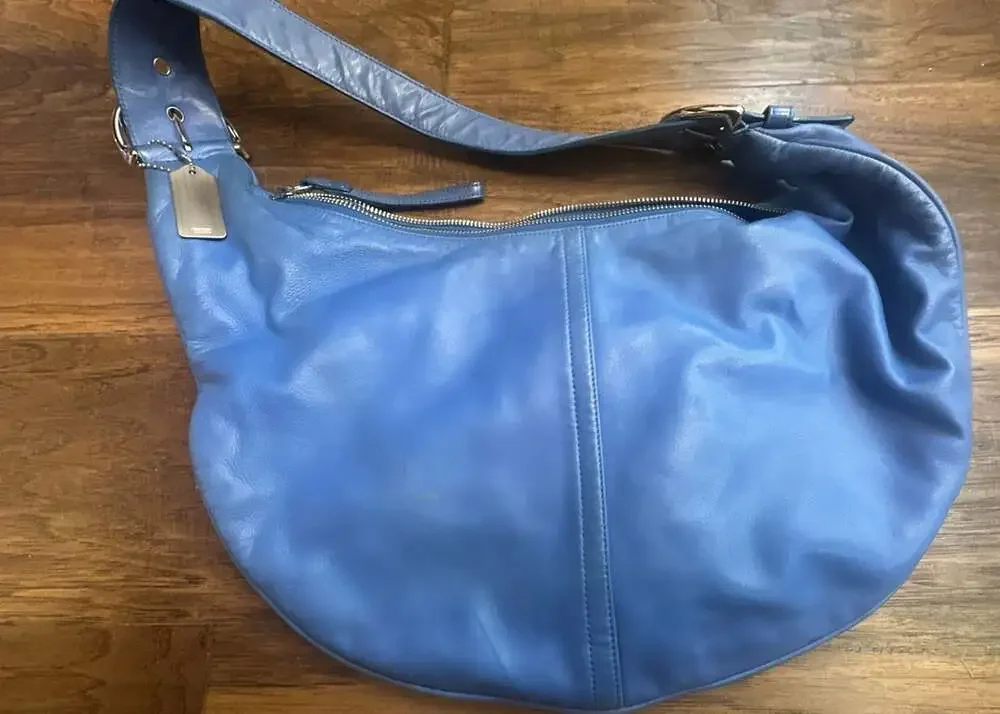 Coach RARE Blue Leather Lamb Nappa Vintage Y2K Tortilla Slouch Hobo 9619